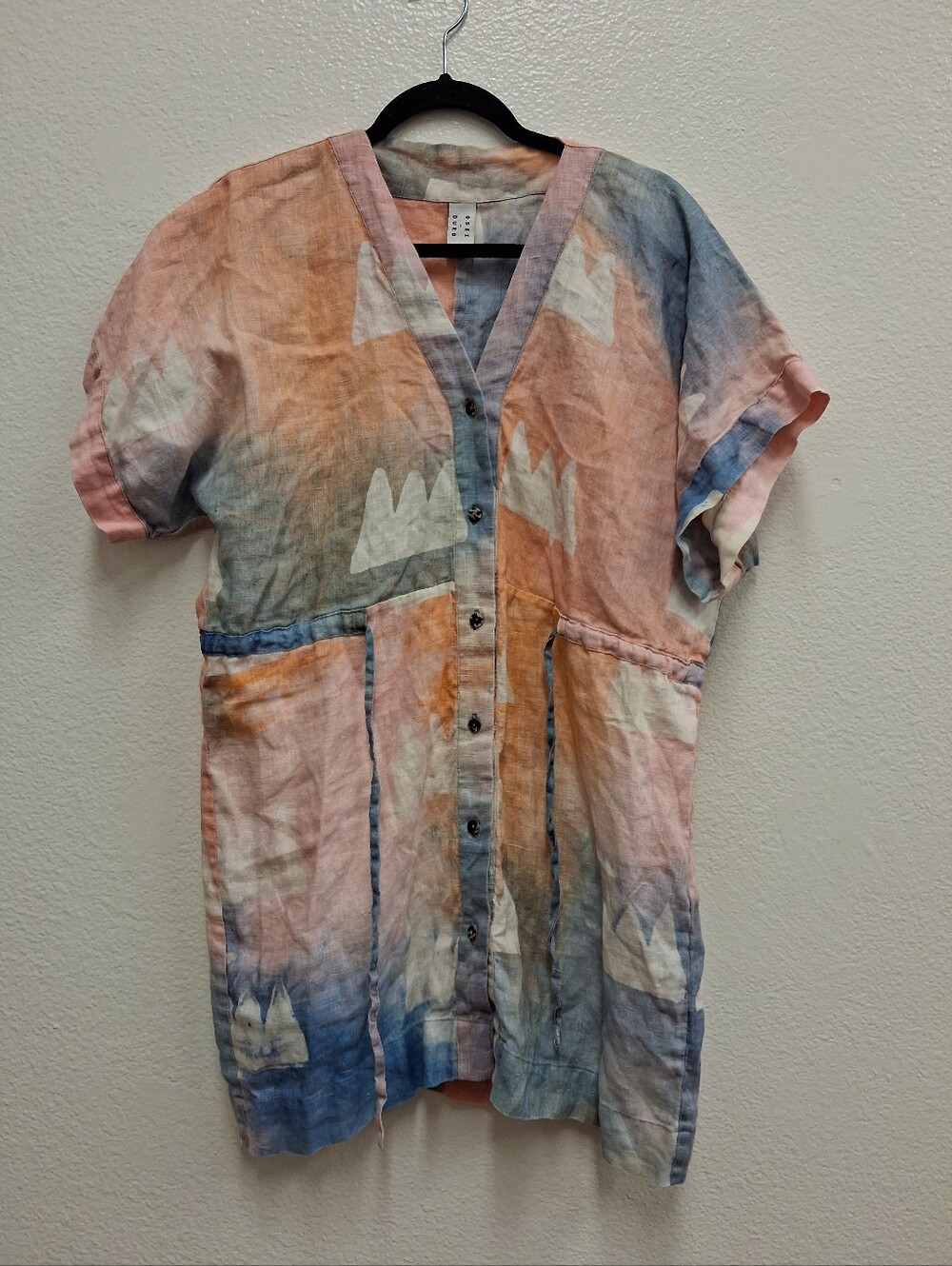 Osei-Duro 100% Linen Batik Hand Dyed Dress Made IN GHANA Women’s Size XS